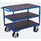 Chariot de table à usage intensif, acier/plaque de sérigraphie, bleu gentiane/marron foncé, 3 plateaux, L 995 x l 700 mm, roulettes en caoutchouc plein avec EasySTOP, jusqu'à 1000 kg