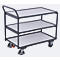Chariot de table ESD, acier/panneau de particules, gris graphite/gris clair, 3 plateaux, L 985 x l 605 mm, roulettes TPE avec EasySTOP, jusqu'à 250 kg