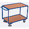 Chariot de table léger, panneau acier/MDF, décor bleu gentiane/hêtre, 2 étagères, L 835 x l 505 mm, roulettes TPE avec EasySTOP, jusqu'à 250 kg