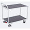 Chariot de table léger, panneau acier/MDF, gris clair/gris foncé, 2 étagères, L 835 x l 505 mm, roulettes TPE avec EasySTOP, jusqu'à 250 kg