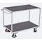 Chariot de table léger, panneau acier/MDF, gris clair/gris foncé, 2 étagères, L 985 x l 605 mm, roulettes TPE avec EasySTOP, jusqu'à 250 kg