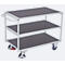 Chariot de table léger, panneau acier/MDF, gris clair/gris foncé, 3 étagères, L 985 x l 605 mm, roulettes TPE avec EasySTOP, jusqu'à 250 kg