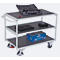 Chariot de table léger, panneau acier/MDF, gris clair/gris foncé, 3 étagères, L 985 x l 605 mm, roulettes TPE avec EasySTOP, jusqu'à 250 kg