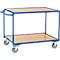 Chariot de transport à 2 étages Fetra, L 1000 x l. 700 mm, capacité de charge 300 kg, bleu brillant RAL 5007
