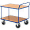 Chariot de transport à 2 étages Rollcart - L 800 x l. 500 mm - capacité de charge 500 kg - roulettes en TPE - bleu gentiane RAL 5010