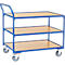 Chariot de transport à 3 étages Fetra, l. 1000 x P 700 mm, capacité de charge 300 kg, bleu brillant RAL 5007