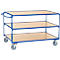 Chariot de transport à 3 étages Fetra, L 1200 x l. 800 mm, capacité de charge 300 kg, bleu brillant RAL 5007