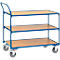 Chariot de transport à 3 étages Fetra, l. 850 x P 500 mm, capacité de charge 300 kg, roulettes à revêtement en TPE, bleu brillant RAL 5007