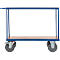 Chariot de transport, acier/bois, 2 étages, L 1000 x l. 700 mm, jusqu’à 600 kg, coloris bleu brillant/hêtre