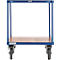 Chariot de transport, acier/bois, 2 étages, L 1000 x l. 700 mm, jusqu’à 600 kg, coloris bleu brillant/hêtre