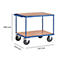 Chariot de transport, acier/bois, 2 étages, L 1000 x l. 700 mm, jusqu’à 600 kg, coloris bleu brillant/hêtre
