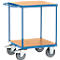 Chariot de transport, lourd, 2 étages, L 600 x l. 600 mm, jusqu'à 500 kg, acier/bois, bleu
