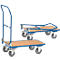 Chariot pliable, acier/bois, jusqu'à 250 kg, 720 x 450 mm, roulettes TPE, bleu/hêtre