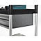 Chariot polyvalent, 2 tiroirs, 4 roues pivotantes TPR avec 2 freins, 2 plateaux, L 680 x l 450 mm, plastique/aluminium, noir/argenté 