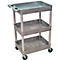 Chariot polyvalent en plastique, 3 étages à bassine, gris