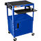 Chariot polyvalent Luxor réglable en hauteur, avec armoire et tioir à clavier, verrouillable, bleu