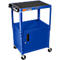 Chariot polyvalent Luxor réglable en hauteur avec armoire, verrouillable, en métal, 4 roulettes, bleu