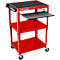 Chariot polyvalent Luxor réglable en hauteur avec tiroir pour clavier, en métal, 3 étagères, 4 roulette, rouge