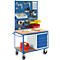 Chariot professionnel pour établi avec 4 tiroirs, 2 x plaque modulaire perforée, 1 x plaque modulaire à fentes, 1250 x 700 x 1990 mm