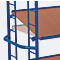 Chariots à étagères, acier/MDF, décor bleu gentiane/hêtre, 4 étagères, 1650 x 650 mm, panneaux d'extrémité avec renforts en acier rond, EasySTOP, jusqu'à 400 kg