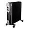 Chauffage Gutfels HR 32011 sw, 800/1200/2000 W, 3 niveaux, 11 ailettes, poignée de transport, thermostat, roulettes de transport, L 490 x P 230 x H 540 mm, noir