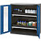 Chemicaliënkast, Vleugeldeur met glasplaat, 2 uittrekbare bakken, 1055x520x1105 mm, gentiaanblauw