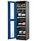Chemikalienschrank Asecos CS-CLASSIC-G, Flügeltür und Glasausschnitt, 4 Auszüge, H 1950 mm, enzianblau