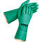 Ein Paar grüne Schutzhandschuhe von Uvex mit schwarzem Aufdruck auf weissem Hintergrund.