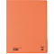 Dossier triple orange. Texte et code-barres au dos.
