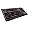 Schwarze Cherry-Tastatur mit integriertem Touchpad auf weißem Hintergrund.