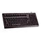 Clavier d'ordinateur noir. Les lettres et les symboles sont blancs. Plusieurs touches de fonction en haut.
