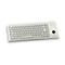 Hellbeige Tastatur mit integrierter Trackball und Funktionstasten.