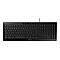Clavier noir avec lettrage blanc, connexion par câble.