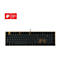 Draufsicht auf eine braune mechanische Tastatur mit schwarzen Tasten, einem iF Design Award Logo und der Aufschrift "DESIGN AWARD 2024".