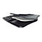 Schwarze Tastatur mit gepolsterter Handballenauflage.