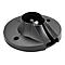 Schwarze, runde Halterung mit Schraube und zwei Löchern. Der obere Teil ist konisch geformt.