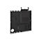 Schwarze Montageplatte mit montierten Mini-PCs und Kabelmanagement.