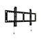 Support mural TV noir sur fond blanc. Deux barres verticales avec trous se connectent à des supports horizontaux.