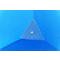 Close-up of a ring with diamonds on a triangular, blue background.