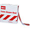 Cinta de barrera, película de polietileno, 500 m x 80 mm, rojo/blanco cruzado, 1 rollo en caja dispensadora de cartón