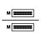 Zwei identische, übereinander angeordnete schematische Darstellungen eines MHL-Anschlusses mit dem Kennbuchstaben M.