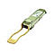 Metallfarbener Cisco Transceiver mit beige farbenem Bügel vor weißem Hintergrund.