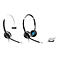 Mehrere Headsets in Grautönen mit schwarzem Mikrofon vor weißem Hintergrund. Eines ist auseinandergebaut.