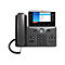 Téléphone IP Cisco gris avec grand écran, touches numériques et combiné.