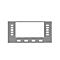 Graue rechteckige Blende mit Ausschnitt für ein Display, rechts und links Knöpfe.