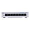 Ein grauer Cisco-Switch mit 8 Ports, beschriftet mit Zahlen. Aufschrift: Cisco Business 110 Series.