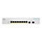 Weißer Cisco-Switch mit acht Ethernet-Ports, Produktbezeichnung: Cisco Business 220 Series.