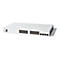 Ein weißer Cisco Catalyst 1200 Series Switch vor weißem Hintergrund. Der Switch hat mehrere Ethernet-Anschlüsse und das Cisco-Logo.