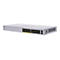 Un commutateur Cisco Business 110 Series argenté sur fond blanc. Le commutateur comporte plusieurs ports et le logo Cisco.