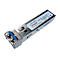 Ein silberner Cisco SFP-Transceiver mit blauem Clip. Beschriftung mit 'CISCO' und technischen Daten.